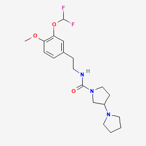 molecular formula C19H27F2N3O3 B7167936 N-[2-[3-(difluoromethoxy)-4-methoxyphenyl]ethyl]-3-pyrrolidin-1-ylpyrrolidine-1-carboxamide 