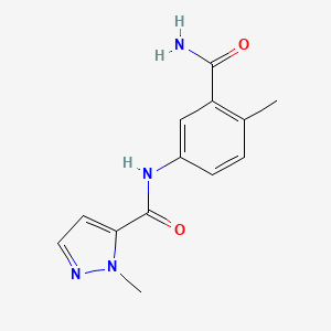 molecular formula C13H14N4O2 B7167994 N-(3-carbamoyl-4-methylphenyl)-2-methylpyrazole-3-carboxamide 