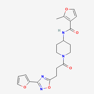 molecular formula C20H22N4O5 B7168029 N-[1-[3-[3-(furan-2-yl)-1,2,4-oxadiazol-5-yl]propanoyl]piperidin-4-yl]-2-methylfuran-3-carboxamide 