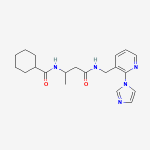 molecular formula C20H27N5O2 B7168092 N-[4-[(2-imidazol-1-ylpyridin-3-yl)methylamino]-4-oxobutan-2-yl]cyclohexanecarboxamide 