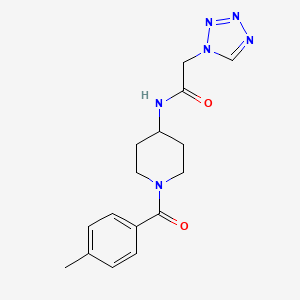 molecular formula C16H20N6O2 B7168156 N-[1-(4-methylbenzoyl)piperidin-4-yl]-2-(tetrazol-1-yl)acetamide 