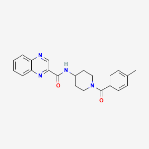 molecular formula C22H22N4O2 B7168186 N-[1-(4-methylbenzoyl)piperidin-4-yl]quinoxaline-2-carboxamide 