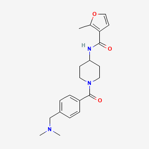 molecular formula C21H27N3O3 B7168242 N-[1-[4-[(dimethylamino)methyl]benzoyl]piperidin-4-yl]-2-methylfuran-3-carboxamide 