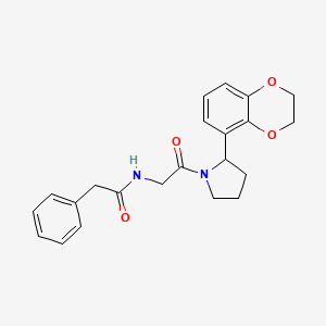 molecular formula C22H24N2O4 B7168252 N-[2-[2-(2,3-dihydro-1,4-benzodioxin-5-yl)pyrrolidin-1-yl]-2-oxoethyl]-2-phenylacetamide 