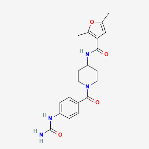 molecular formula C20H24N4O4 B7168324 N-[1-[4-(carbamoylamino)benzoyl]piperidin-4-yl]-2,5-dimethylfuran-3-carboxamide 