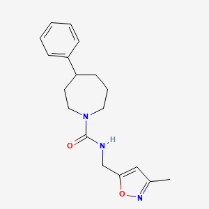 molecular formula C18H23N3O2 B7168543 N-[(3-methyl-1,2-oxazol-5-yl)methyl]-4-phenylazepane-1-carboxamide 