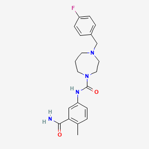 molecular formula C21H25FN4O2 B7168625 N-(3-carbamoyl-4-methylphenyl)-4-[(4-fluorophenyl)methyl]-1,4-diazepane-1-carboxamide 
