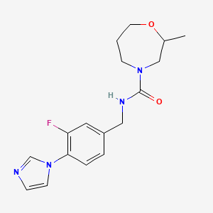 molecular formula C17H21FN4O2 B7168669 N-[(3-fluoro-4-imidazol-1-ylphenyl)methyl]-2-methyl-1,4-oxazepane-4-carboxamide 