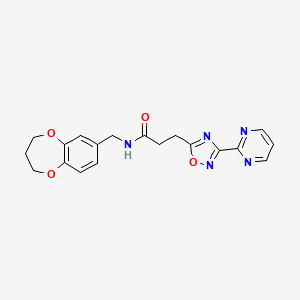 molecular formula C19H19N5O4 B7168755 N-(3,4-dihydro-2H-1,5-benzodioxepin-7-ylmethyl)-3-(3-pyrimidin-2-yl-1,2,4-oxadiazol-5-yl)propanamide 