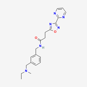 molecular formula C20H24N6O2 B7168786 N-[[3-[[ethyl(methyl)amino]methyl]phenyl]methyl]-3-(3-pyrimidin-2-yl-1,2,4-oxadiazol-5-yl)propanamide 