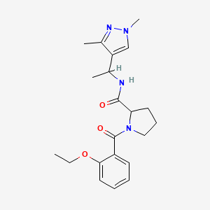molecular formula C21H28N4O3 B7168858 N-[1-(1,3-dimethylpyrazol-4-yl)ethyl]-1-(2-ethoxybenzoyl)pyrrolidine-2-carboxamide 