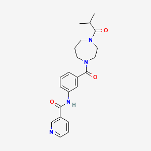 molecular formula C22H26N4O3 B7168898 N-[3-[4-(2-methylpropanoyl)-1,4-diazepane-1-carbonyl]phenyl]pyridine-3-carboxamide 