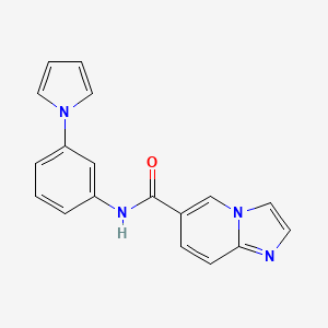 molecular formula C18H14N4O B7168930 N-(3-pyrrol-1-ylphenyl)imidazo[1,2-a]pyridine-6-carboxamide 