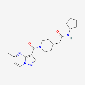 molecular formula C20H27N5O2 B7169012 N-cyclopentyl-2-[1-(5-methylpyrazolo[1,5-a]pyrimidine-3-carbonyl)piperidin-4-yl]acetamide 
