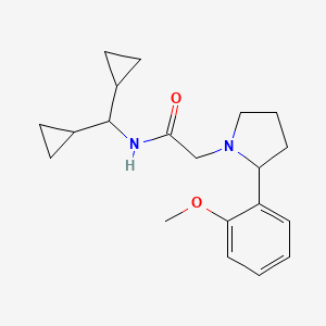 molecular formula C20H28N2O2 B7169184 N-(dicyclopropylmethyl)-2-[2-(2-methoxyphenyl)pyrrolidin-1-yl]acetamide 