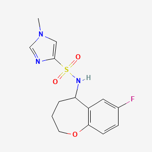 molecular formula C14H16FN3O3S B7169212 N-(7-fluoro-2,3,4,5-tetrahydro-1-benzoxepin-5-yl)-1-methylimidazole-4-sulfonamide 