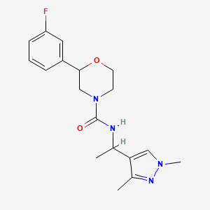molecular formula C18H23FN4O2 B7169238 N-[1-(1,3-dimethylpyrazol-4-yl)ethyl]-2-(3-fluorophenyl)morpholine-4-carboxamide 
