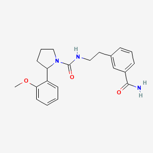 molecular formula C21H25N3O3 B7169244 N-[2-(3-carbamoylphenyl)ethyl]-2-(2-methoxyphenyl)pyrrolidine-1-carboxamide 