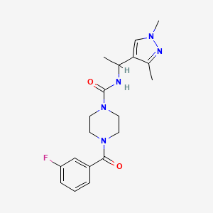 molecular formula C19H24FN5O2 B7169255 N-[1-(1,3-dimethylpyrazol-4-yl)ethyl]-4-(3-fluorobenzoyl)piperazine-1-carboxamide 