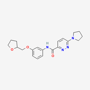 molecular formula C20H24N4O3 B7169262 N-[3-(oxolan-2-ylmethoxy)phenyl]-6-pyrrolidin-1-ylpyridazine-3-carboxamide 