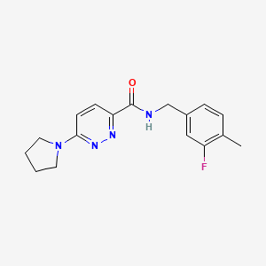 molecular formula C17H19FN4O B7169286 N-[(3-fluoro-4-methylphenyl)methyl]-6-pyrrolidin-1-ylpyridazine-3-carboxamide 