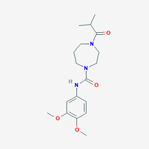 molecular formula C18H27N3O4 B7169355 N-(3,4-dimethoxyphenyl)-4-(2-methylpropanoyl)-1,4-diazepane-1-carboxamide 