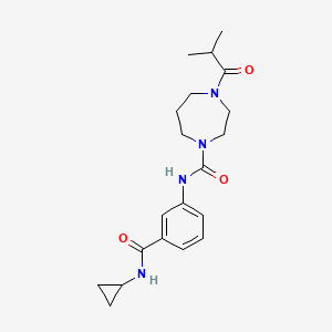 molecular formula C20H28N4O3 B7169374 N-[3-(cyclopropylcarbamoyl)phenyl]-4-(2-methylpropanoyl)-1,4-diazepane-1-carboxamide 