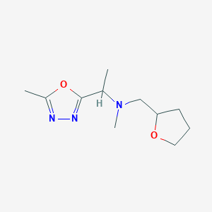 molecular formula C11H19N3O2 B7169471 N-methyl-1-(5-methyl-1,3,4-oxadiazol-2-yl)-N-(oxolan-2-ylmethyl)ethanamine 