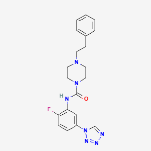 molecular formula C20H22FN7O B7169493 N-[2-fluoro-5-(tetrazol-1-yl)phenyl]-4-(2-phenylethyl)piperazine-1-carboxamide 