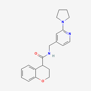 molecular formula C20H23N3O2 B7169568 N-[(2-pyrrolidin-1-ylpyridin-4-yl)methyl]-3,4-dihydro-2H-chromene-4-carboxamide 