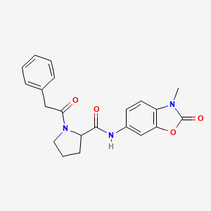 molecular formula C21H21N3O4 B7169577 N-(3-methyl-2-oxo-1,3-benzoxazol-6-yl)-1-(2-phenylacetyl)pyrrolidine-2-carboxamide 
