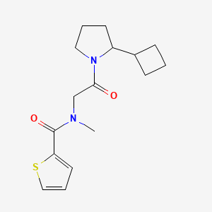 molecular formula C16H22N2O2S B7169596 N-[2-(2-cyclobutylpyrrolidin-1-yl)-2-oxoethyl]-N-methylthiophene-2-carboxamide 