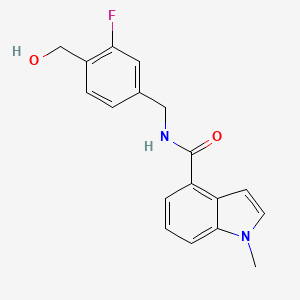 molecular formula C18H17FN2O2 B7169608 N-[[3-fluoro-4-(hydroxymethyl)phenyl]methyl]-1-methylindole-4-carboxamide 