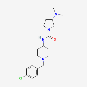 molecular formula C19H29ClN4O B7169625 N-[1-[(4-chlorophenyl)methyl]piperidin-4-yl]-3-(dimethylamino)pyrrolidine-1-carboxamide 