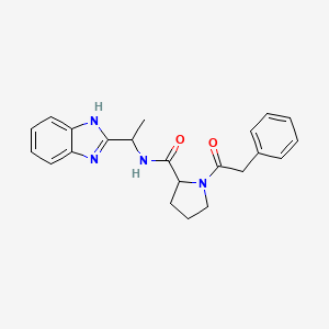 molecular formula C22H24N4O2 B7169635 N-[1-(1H-benzimidazol-2-yl)ethyl]-1-(2-phenylacetyl)pyrrolidine-2-carboxamide 