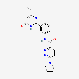 molecular formula C21H22N6O2 B7169647 N-[3-(4-ethyl-6-oxo-1H-pyrimidin-2-yl)phenyl]-6-pyrrolidin-1-ylpyridazine-3-carboxamide 