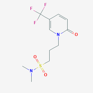 molecular formula C11H15F3N2O3S B7169814 N,N-dimethyl-3-[2-oxo-5-(trifluoromethyl)pyridin-1-yl]propane-1-sulfonamide 