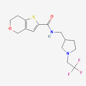 molecular formula C15H19F3N2O2S B7169852 N-[[1-(2,2,2-trifluoroethyl)pyrrolidin-3-yl]methyl]-6,7-dihydro-4H-thieno[3,2-c]pyran-2-carboxamide 