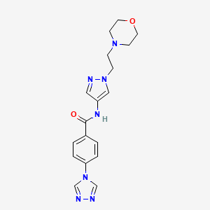 molecular formula C18H21N7O2 B7170063 N-[1-(2-morpholin-4-ylethyl)pyrazol-4-yl]-4-(1,2,4-triazol-4-yl)benzamide 