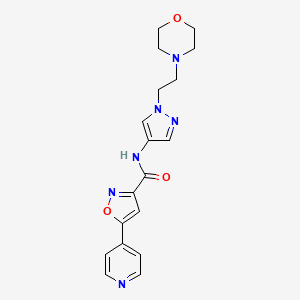 molecular formula C18H20N6O3 B7170067 N-[1-(2-morpholin-4-ylethyl)pyrazol-4-yl]-5-pyridin-4-yl-1,2-oxazole-3-carboxamide 