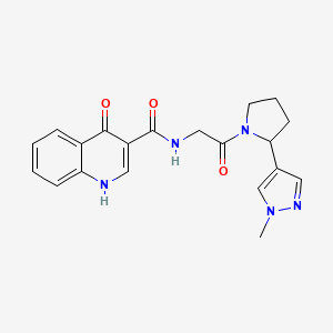 molecular formula C20H21N5O3 B7170181 N-[2-[2-(1-methylpyrazol-4-yl)pyrrolidin-1-yl]-2-oxoethyl]-4-oxo-1H-quinoline-3-carboxamide 