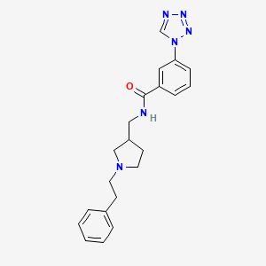 molecular formula C21H24N6O B7170256 N-[[1-(2-phenylethyl)pyrrolidin-3-yl]methyl]-3-(tetrazol-1-yl)benzamide 
