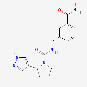 molecular formula C17H21N5O2 B7170323 N-[(3-carbamoylphenyl)methyl]-2-(1-methylpyrazol-4-yl)pyrrolidine-1-carboxamide 