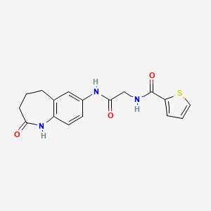 molecular formula C17H17N3O3S B7170345 N-[2-oxo-2-[(2-oxo-1,3,4,5-tetrahydro-1-benzazepin-7-yl)amino]ethyl]thiophene-2-carboxamide 