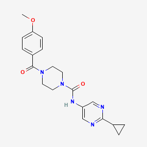 molecular formula C20H23N5O3 B7170384 N-(2-cyclopropylpyrimidin-5-yl)-4-(4-methoxybenzoyl)piperazine-1-carboxamide 