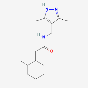 molecular formula C15H25N3O B7170396 N-[(3,5-dimethyl-1H-pyrazol-4-yl)methyl]-2-(2-methylcyclohexyl)acetamide 