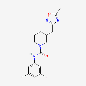molecular formula C16H18F2N4O2 B7170415 N-(3,5-difluorophenyl)-3-[(5-methyl-1,2,4-oxadiazol-3-yl)methyl]piperidine-1-carboxamide 