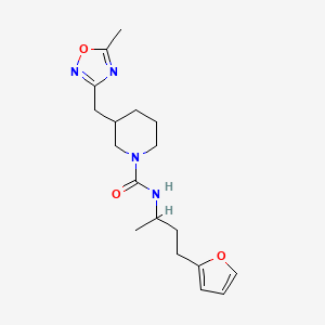 molecular formula C18H26N4O3 B7170474 N-[4-(furan-2-yl)butan-2-yl]-3-[(5-methyl-1,2,4-oxadiazol-3-yl)methyl]piperidine-1-carboxamide 