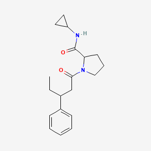 molecular formula C19H26N2O2 B7170554 N-cyclopropyl-1-(3-phenylpentanoyl)pyrrolidine-2-carboxamide 