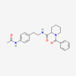 molecular formula C23H27N3O3 B7170572 N-[2-(4-acetamidophenyl)ethyl]-1-benzoylpiperidine-2-carboxamide 